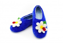 Felt slippers "Daisies on blue" | Online store of linen products «Linife»