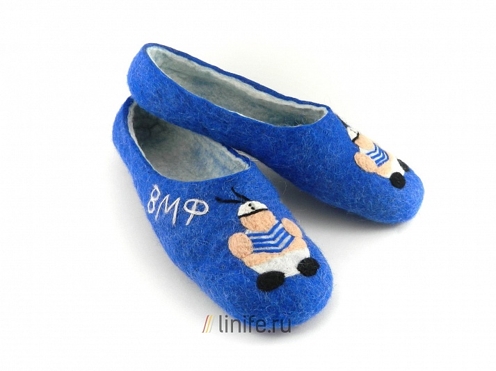 Felt slippers "Navy" | Online store of linen products «Linife»