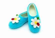 Купить Felt slippers "Daisies on turquoise"