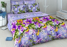 Bed linen from coarse calico "Violets"