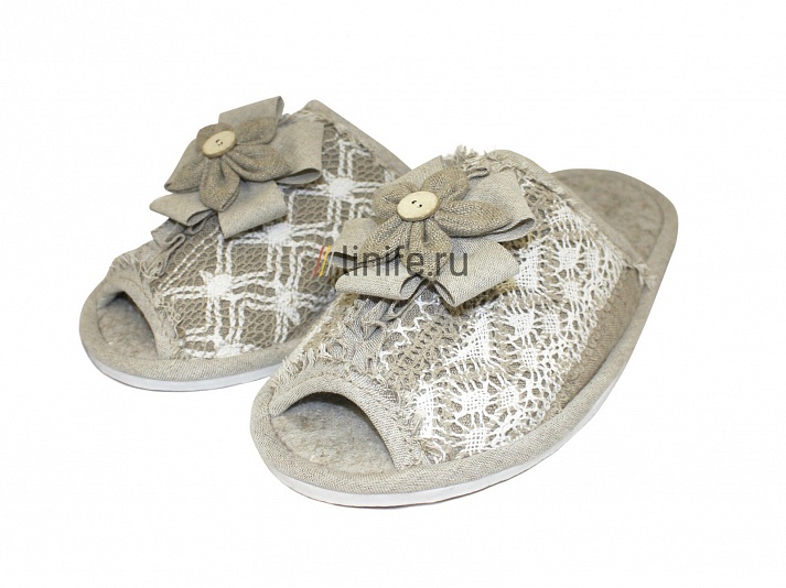 Slippers from linen "Flower" | Online store of linen products «Linife»