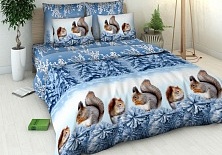 Bed linen from coarse calico "Squirrels" | Online store of linen products «Linife»