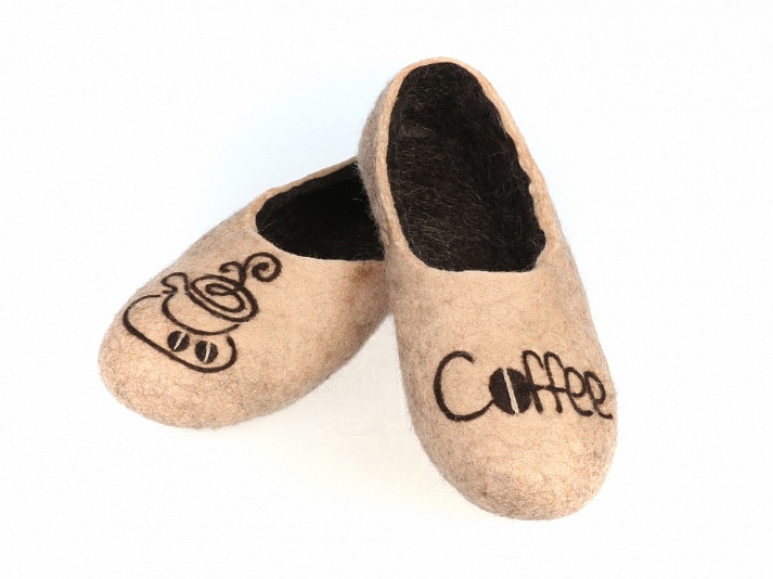 Felt slippers "Coffee" | Online store of linen products «Linife»