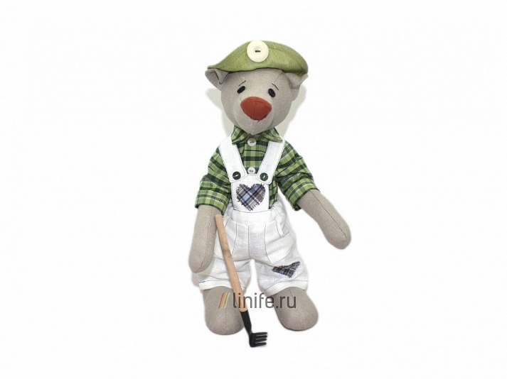 Doll "Teddy bear-gardener" | Online store of linen products «Linife»