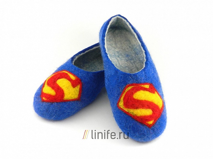 Felt Slippers "Superman" | Online store of linen products «Linife»