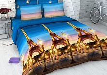 Bed linen from coarse calico "Eiffel Tower" | Online store of linen products «Linife»