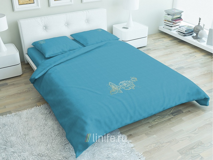 Linen solid-colored bed set «Butterflies» | Online store of linen products «Linife»