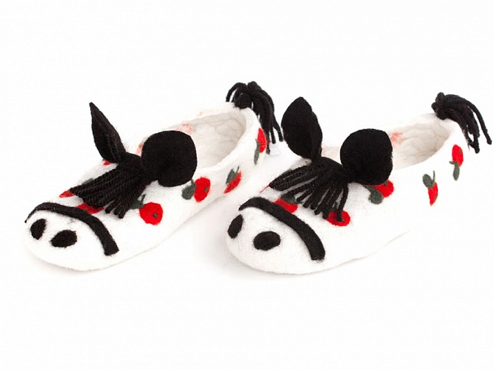 Felt slippers "Horses" | Online store of linen products «Linife»