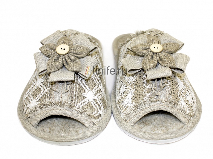 Slippers from linen "Flower" | Online store of linen products «Linife»