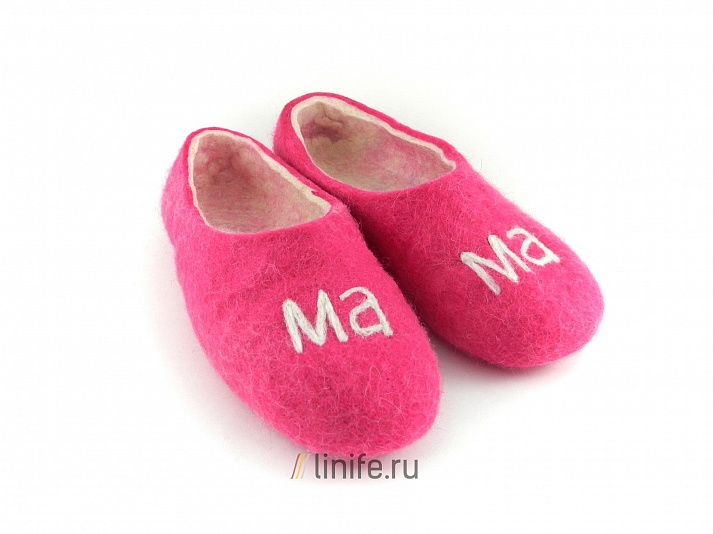 Felt slippers "Mom" | Online store of linen products «Linife»