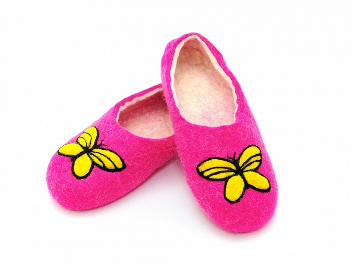 Felt slippers "Butterflies" | Online store of linen products «Linife»