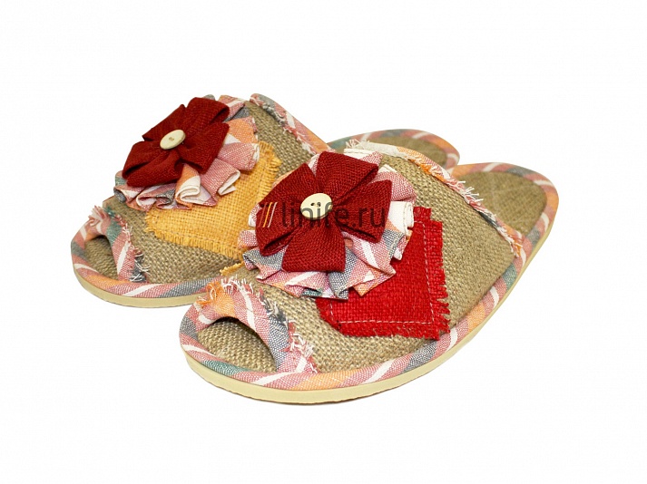 Slippers "Flower red" | Online store of linen products «Linife»