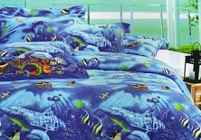 Bed linen from poplin "Ocean" | Online store of linen products «Linife»