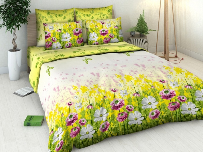 Coarse calico bed linen "Sunny Dawn" | Online store of linen products «Linife»