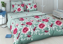 Bed linen made of coarse calico "Peony and barberry"