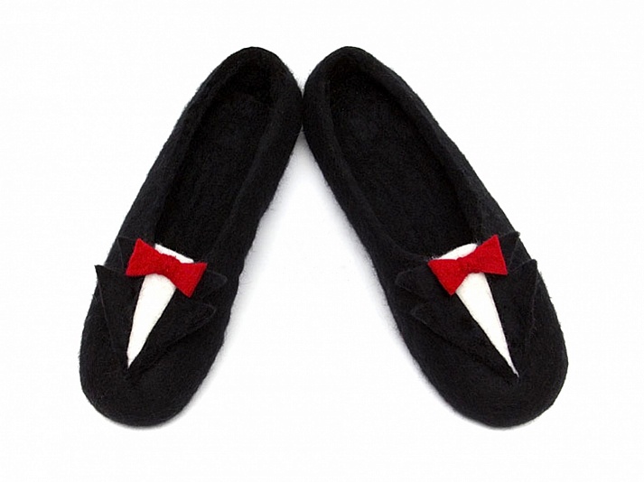 Felt Slippers "Black Tuxedo" | Online store of linen products «Linife»