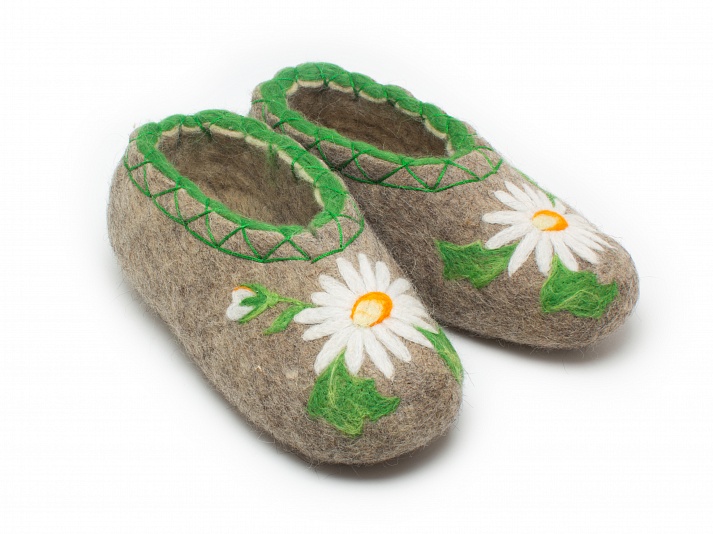 Felt slippers "Camomile" | Online store of linen products «Linife»