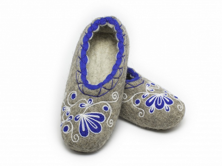 Felt slippers "Gzhel" | Online store of linen products «Linife»