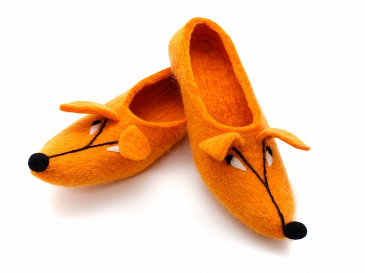 Felt slippers "Chanterelles" | Online store of linen products «Linife»