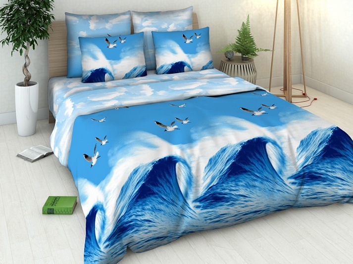 Bed linen from coarse calico "Albatross" | Online store of linen products «Linife»