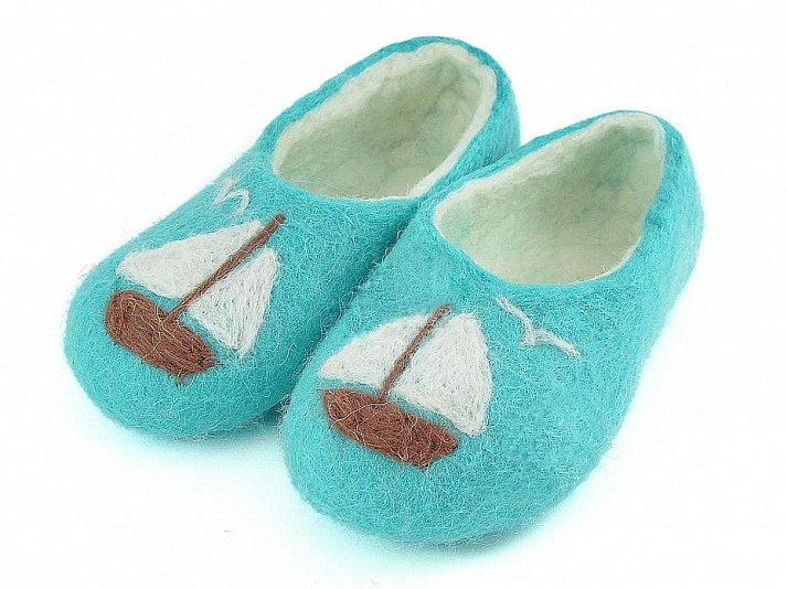 Children's slippers "Boats" | Online store of linen products «Linife»
