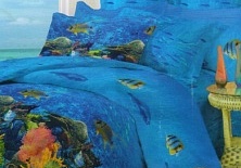 Poplin bed linen "Aquarium" | Online store of linen products «Linife»