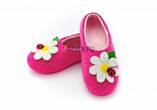 Купить Felt slippers "Daisies on pink"