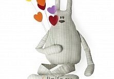 Doll "Hare with hearts" | Online store of linen products «Linife»