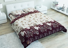 Linen bed linen "Peony Bordeaux"