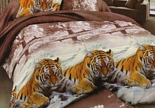 Poplin bed linen "Amur Tigers" | Online store of linen products «Linife»