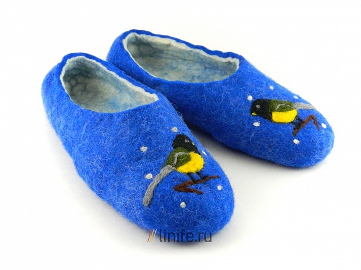 Felt slippers "Birds" | Online store of linen products «Linife»