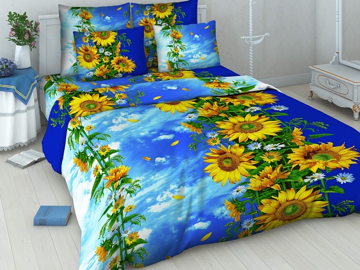 Bed linen from calico "Sun Flower" | Online store of linen products «Linife»