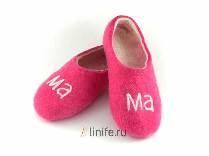 Felt slippers "Mom" | Online store of linen products «Linife»