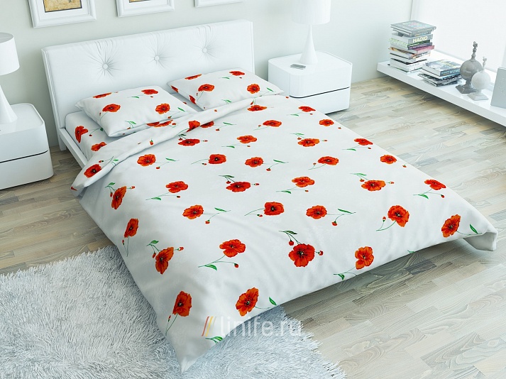 Linen bed linen "Poppies" | Online store of linen products «Linife»