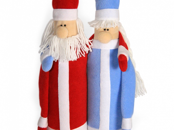 Covers for champagne "Santa Claus and Snow Maiden" | Online store of linen products «Linife»