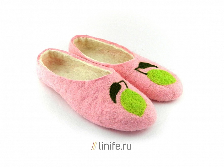 Felt slippers "Lemons" | Online store of linen products «Linife»