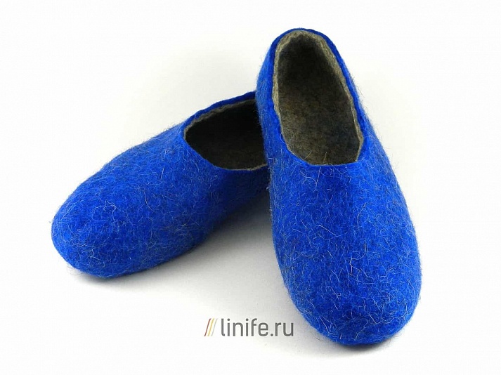 Felt slippers "Blue" | Online store of linen products «Linife»