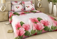 Bed linen from poplin "Rosella bright" | Online store of linen products «Linife»