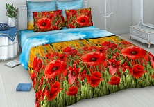 Bed linen from coarse calico "Poppy field"