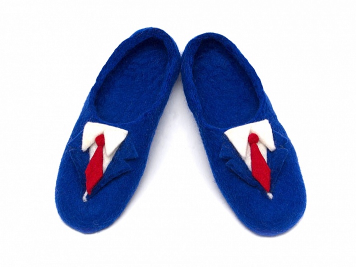Felt Slippers "Blue Tuxedo" | Online store of linen products «Linife»