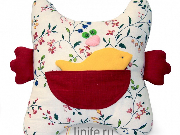 Pillow "Cat with fish" | Online store of linen products «Linife»