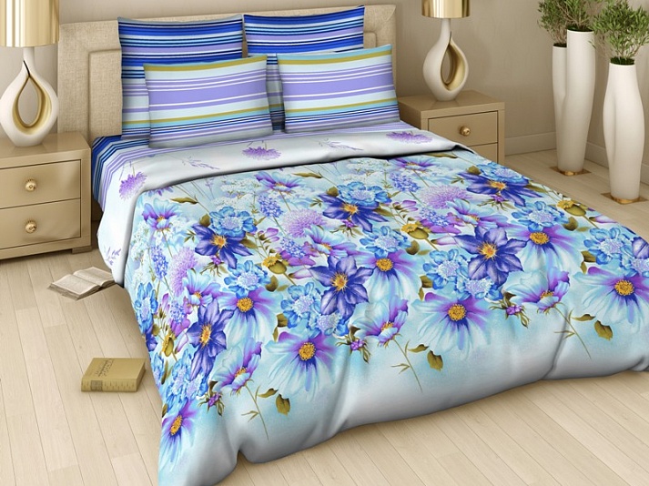 Poplin bed linen "Watercolor bouquet" | Online store of linen products «Linife»