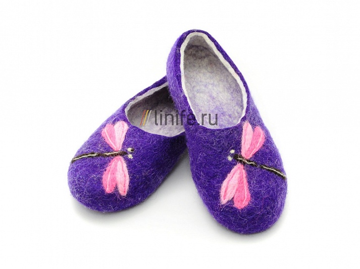 Felt slippers "Dragonfly" | Online store of linen products «Linife»