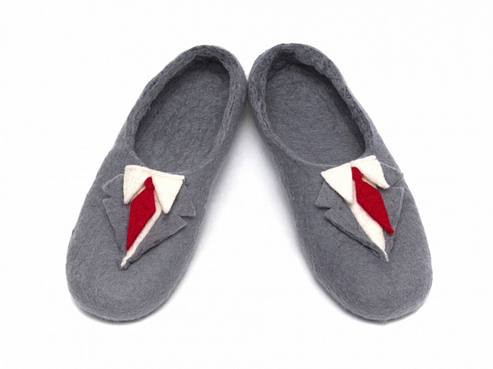 Felt Slippers "Gray Tuxedo" | Online store of linen products «Linife»
