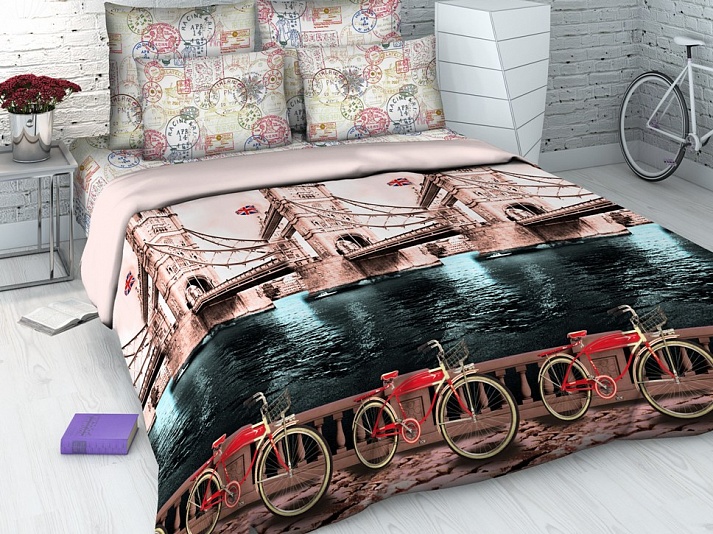 Coarse calico bed linen "Tower Bridge" | Online store of linen products «Linife»