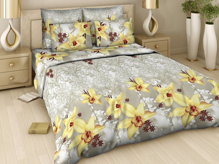Vanilla and cinnamon poplin bedding | Online store of linen products «Linife»