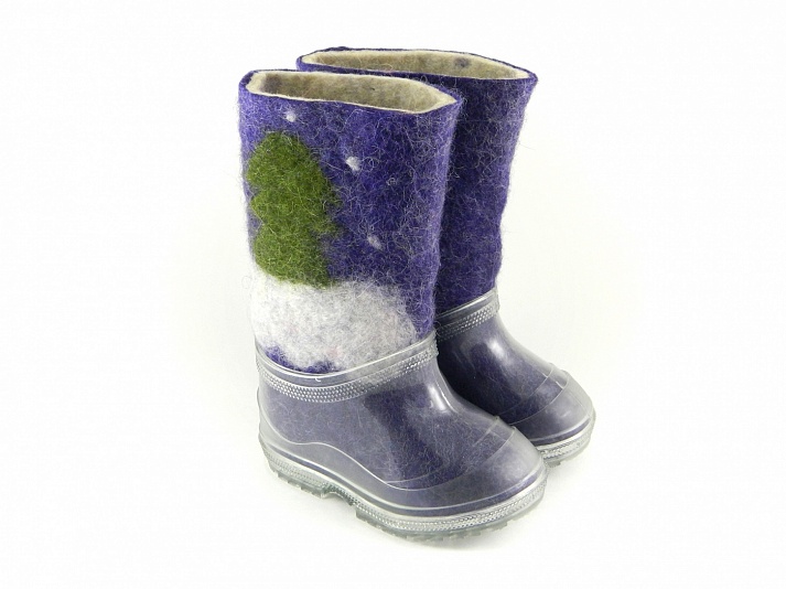 Children's felt boots "Fir-trees" | Online store of linen products «Linife»