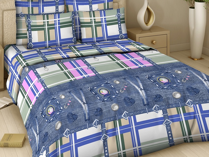 Poplin bed linen "Denim" | Online store of linen products «Linife»