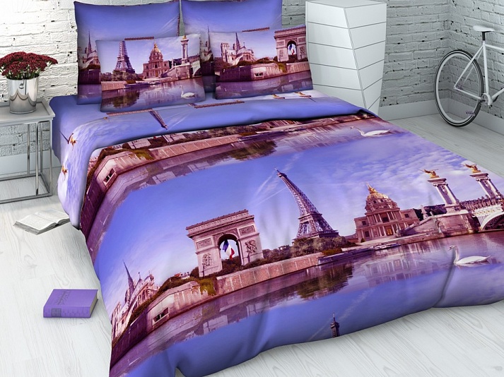 Coarse calico bed linen "World Walk" | Online store of linen products «Linife»