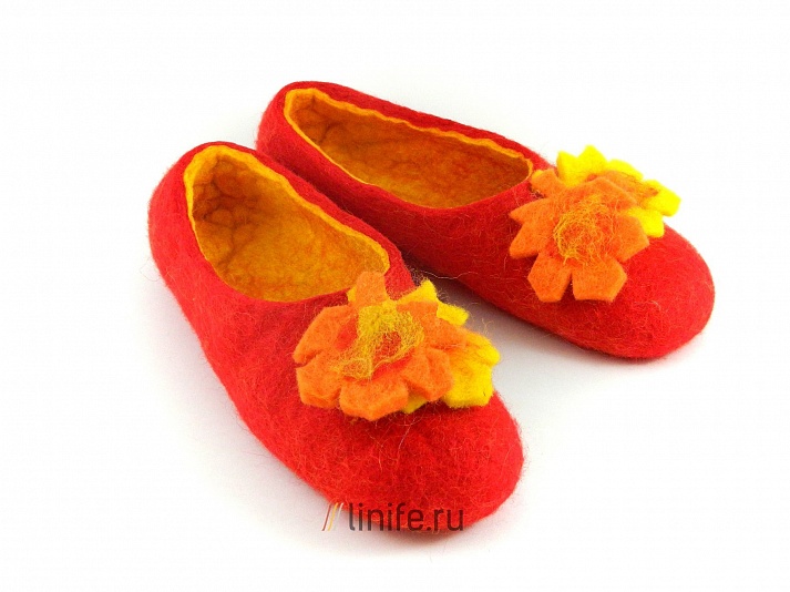 Felt slippers "Harvest" | Online store of linen products «Linife»